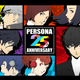 Persona series protagonists arranged around a 25th anniversary logo.